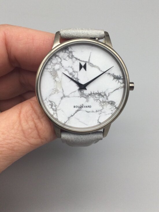 MVMT Boulevard Watch Women 38mm Silver Tone Crescent Marble  display picture 3